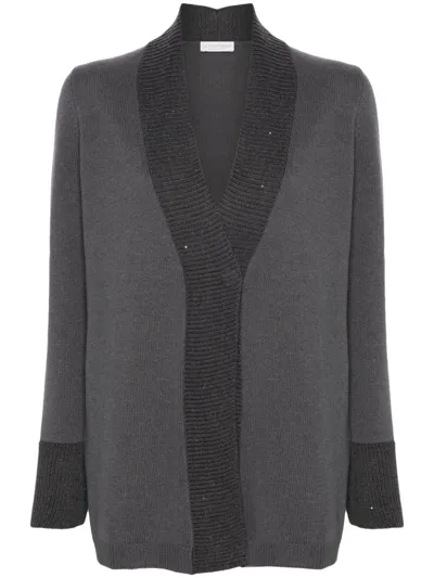 Le Tricot Perugia Cardigan In Gray