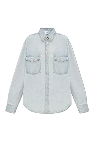 Vetements Light-wash Denim Cotton Shirt In Blue