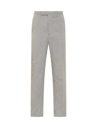 Thom Browne Seersucker Trousers In Grey