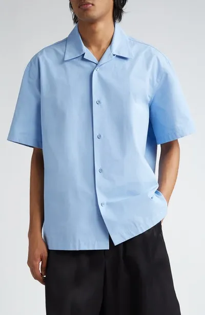 Jil Sander Short-sleeve Cotton Shirt In Blue