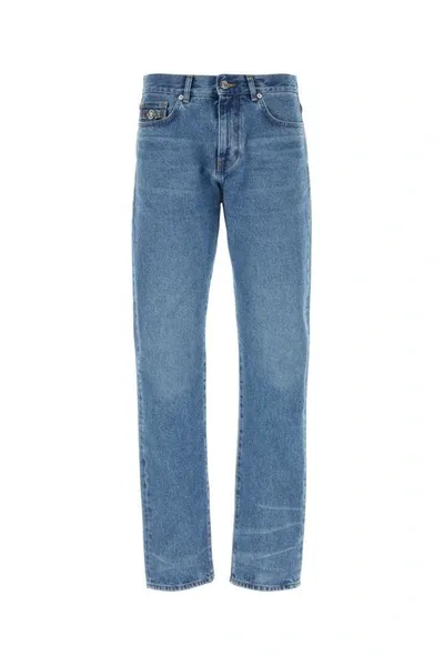 Versace Cotton Denim Jeans In Blue