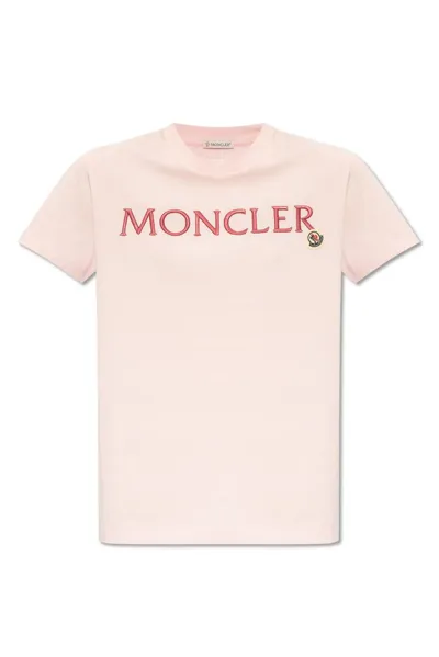 Moncler Logo Printed Crewneck T In Pink