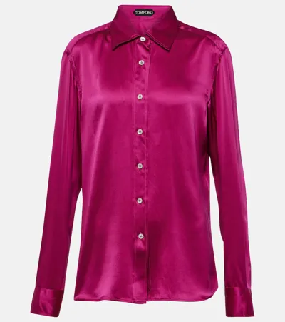 Tom Ford Silk Satin Shirt In Pink