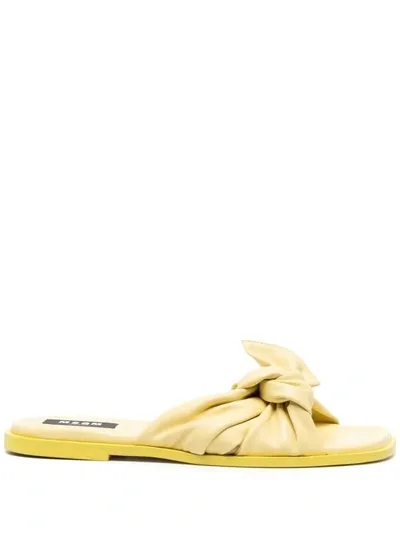 Msgm 5mm Leather Slide Sandals In Neutrals