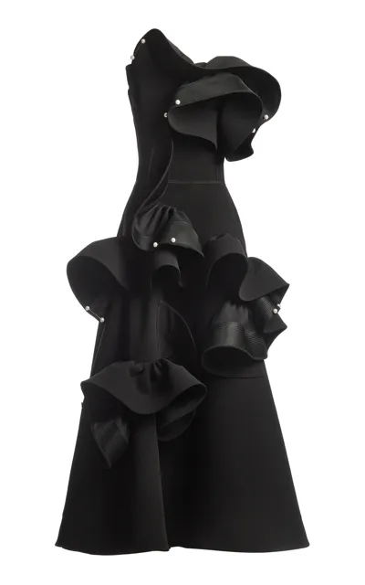 Maticevski Atonement Ruffled Midi Dress In Black