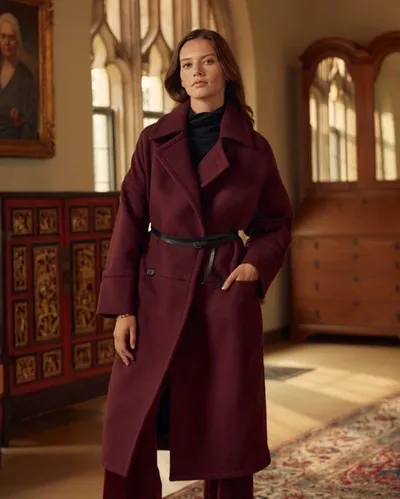 Billy Reid Cocoon Coat Solid In Burgundy