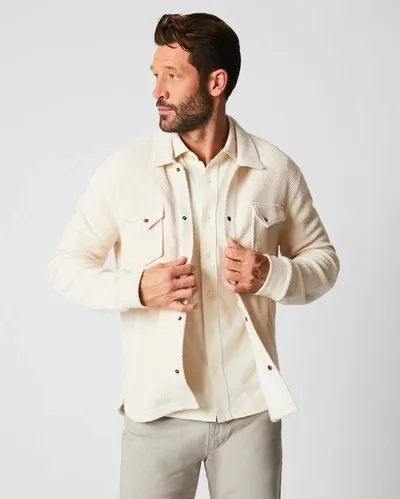 Reid Summer Fleece Knit Jacket In Tinted White