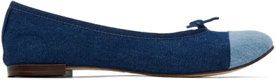 Repetto Blue Flora Denim Ballerina Flats