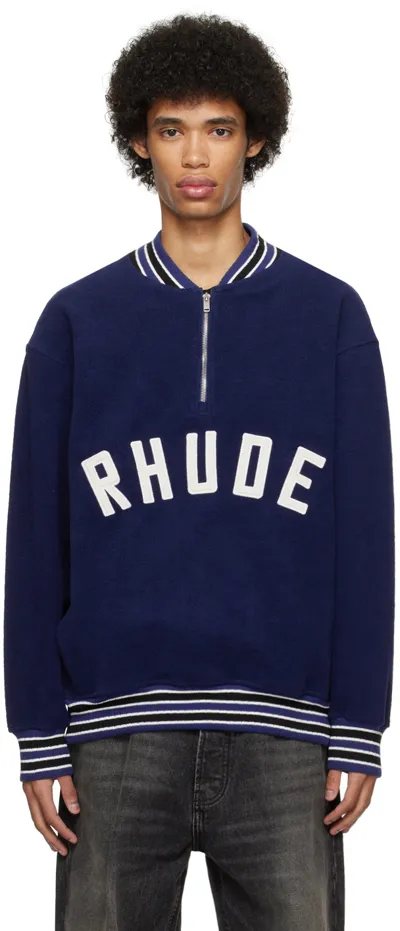 Rhude Navy Varsity Sweater In Blue