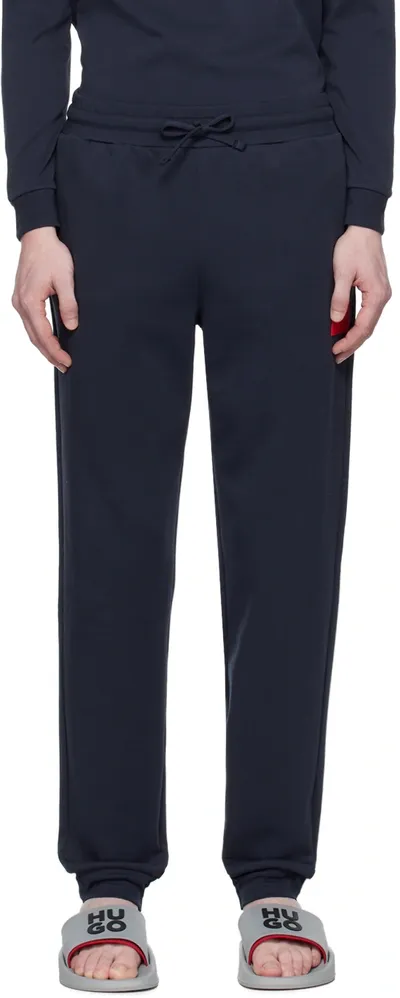 Hugo Navy Patch Sweatpants In Dark Blue 405