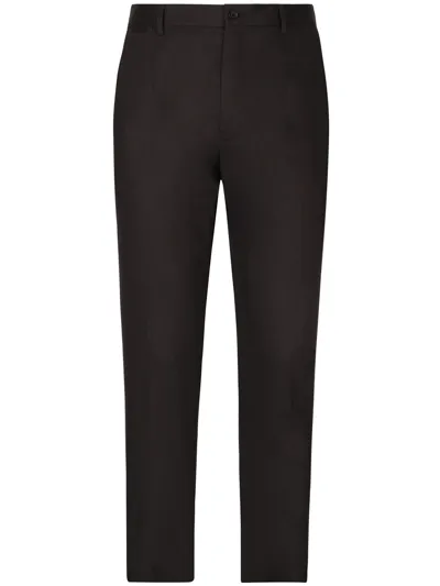 Dolce & Gabbana Slim-cut Cotton Trousers In Black