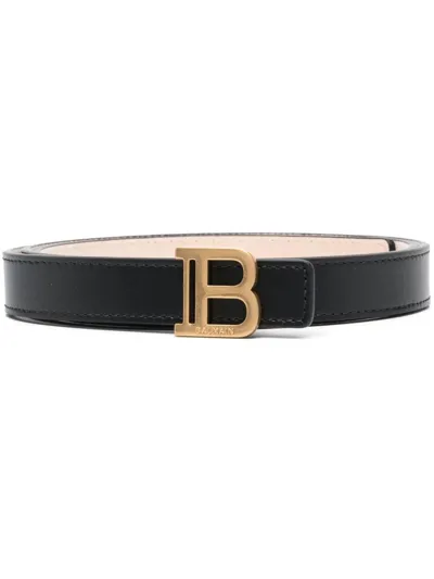 Balmain Logo-buckle Belt In Black