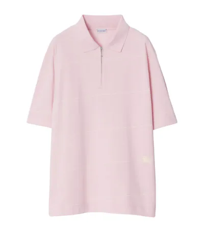 Burberry Equestrian Knight Striped Polo Shirt In Pink