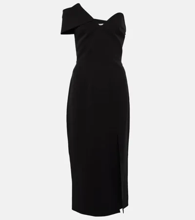 Safiyaa Asymmetric Crêpe Midi Dress In Black