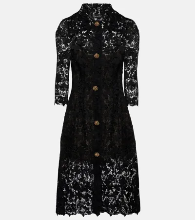 Oscar De La Renta Lace Midi Dress In Black