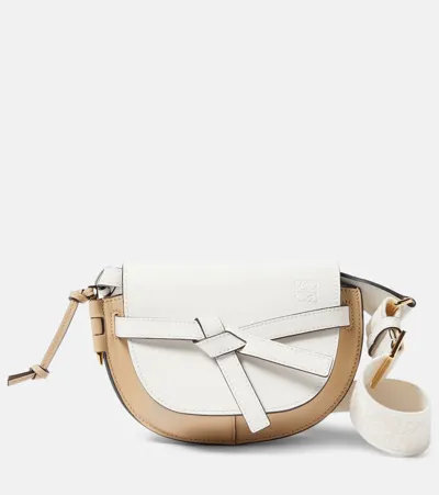 Loewe Gate Dual Mini Leather Shoulder Bag In White