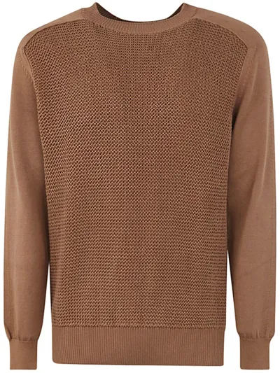 Zegna Cotton And Silk Crew Neck In Brown