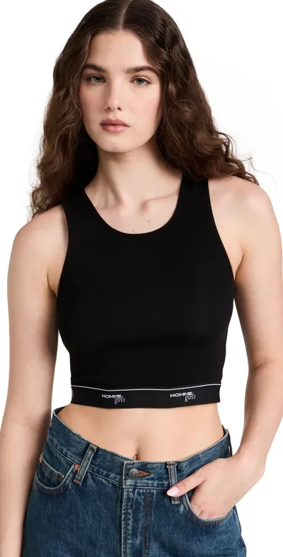 Hommegirls Logo-trim Cotton Tank Top In Black