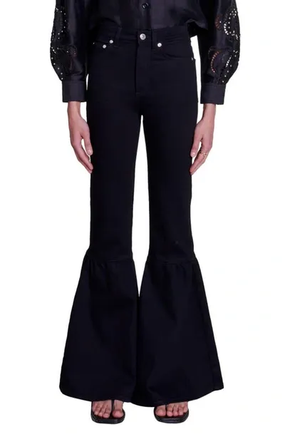 Maje High-rise Bootcut Jeans In Black