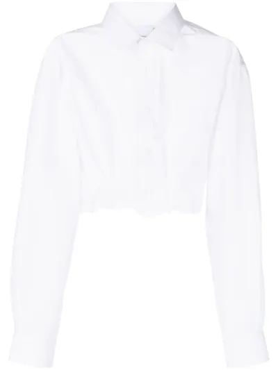 Natasha Zinko Pleated Poplin Cropped Shirt In White