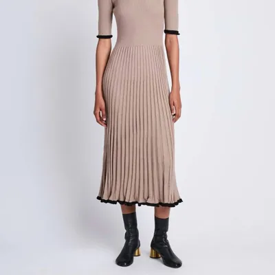 Proenza Schouler Ribbed-knit Silk-blend Dress In Beige