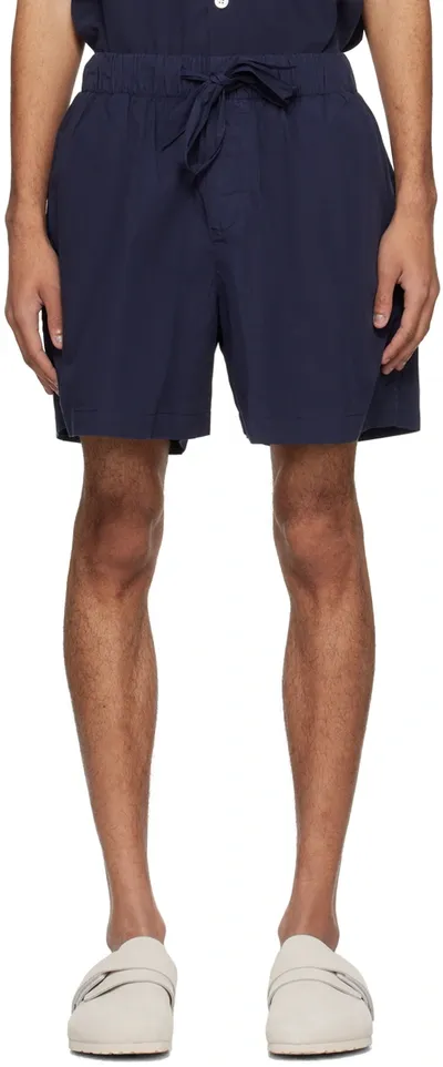 Tekla Navy Drawstring Pyjama Shorts In Blue