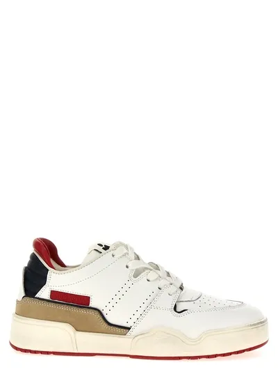 Marant Emreeh Distressed Suede-trimmed Leather Sneakers In White