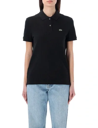 Lacoste Logo-embroidered Polo Shirt In Black