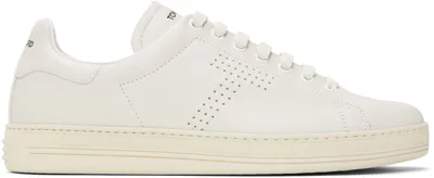 Tom Ford Off-white Warwick Grained Leather Sneakers In Beige