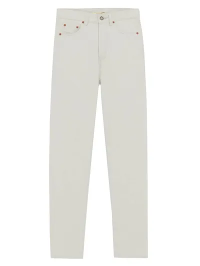 Saint Laurent Slim-cut High-rise Jeans In Chalk White