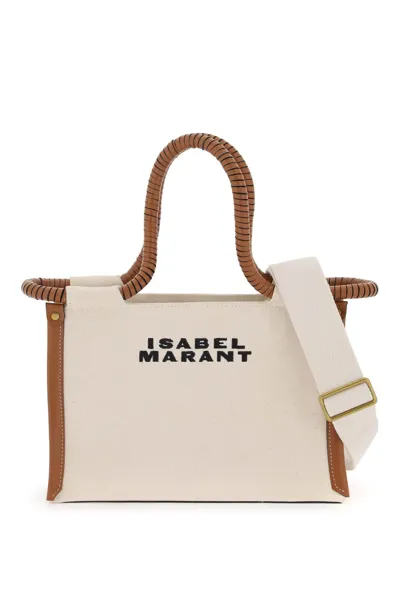 Isabel Marant Toledo Leather-trimmed Embroidered Canvas Tote In Brown