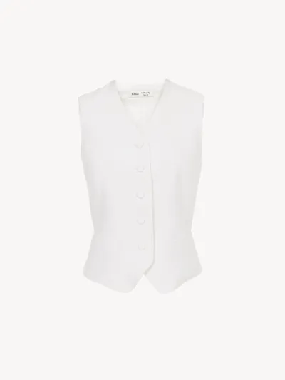 Chloé X Atelier Jolie Tailored Silk Waistcoat In White