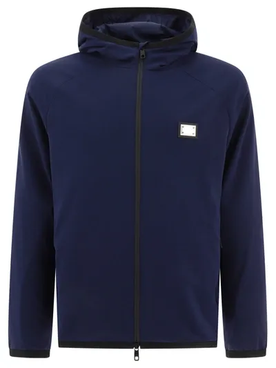 Dolce & Gabbana Blue T-shirt Jacket With Hood For Men