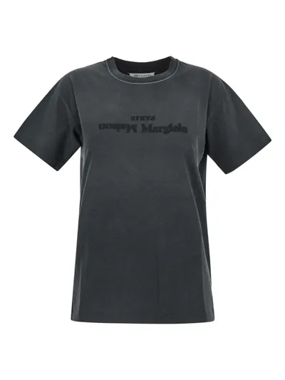 Maison Margiela Logo T-shirt In Grey