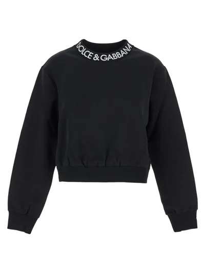 Dolce & Gabbana Logo-print Cotton-blend Sweatshirt In Black