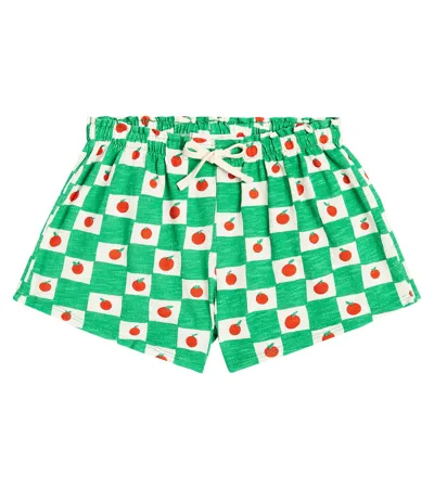 Bobo Choses Kids' Printed Gathered Cotton Shorts In Green