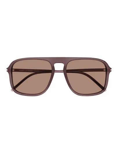 Saint Laurent Eyewear Square Frame Sunglasses In Brown