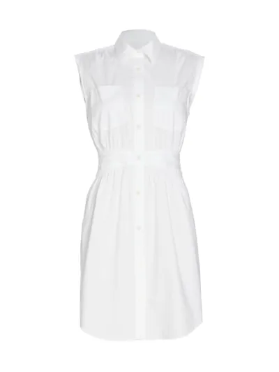 Derek Lam 10 Crosby Cora Shirred Shirt Dress In White