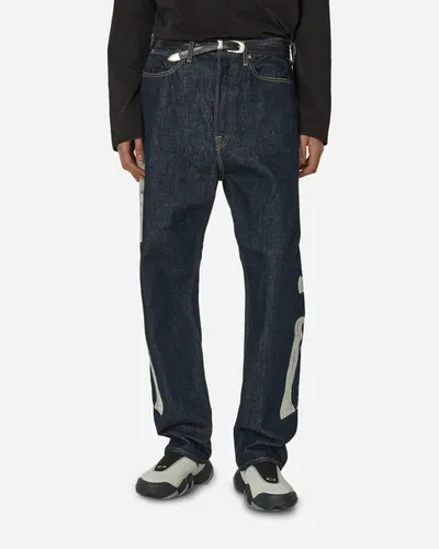 Kapital Slim-fit Crochet-trimmed Jeans In Blue