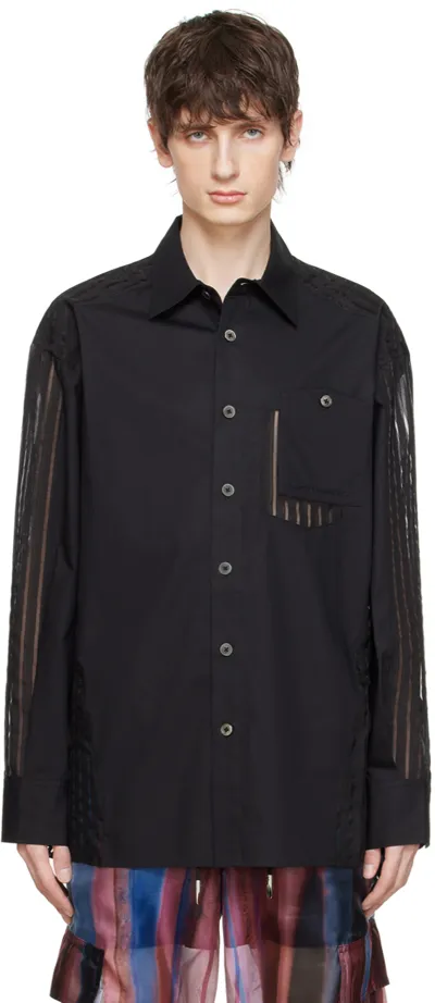 Feng Chen Wang Black Paneled Shirt