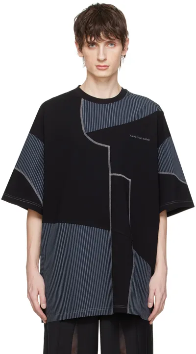 Feng Chen Wang Black & Navy Paneled T-shirt