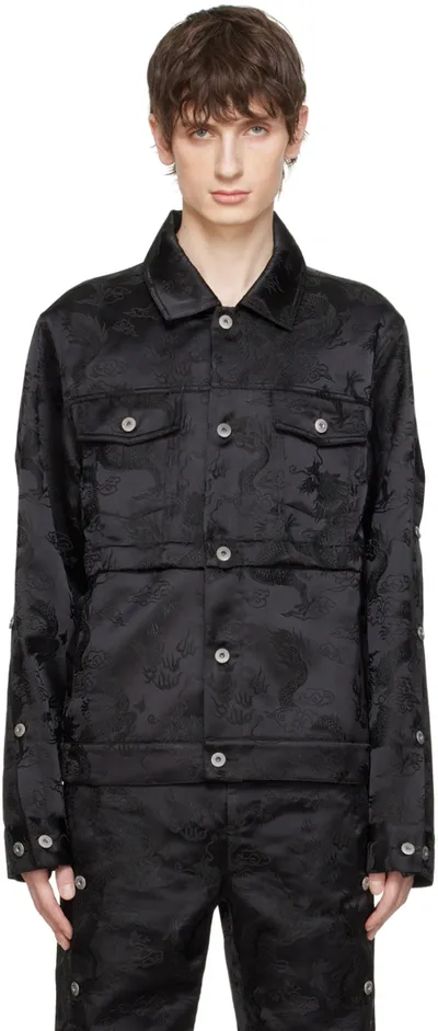 Feng Chen Wang Black Dragon Jacquard Convertible Jacket