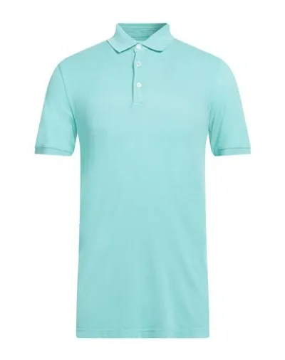 Fedeli Man Polo Shirt Turquoise Size 44 Cotton In Blue