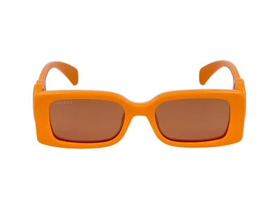 Gucci Eyewear Rectangle Frame Sunglasses In Orange