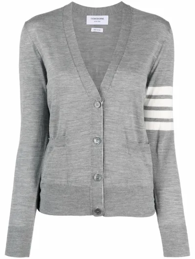 Thom Browne 4bar Wool Cardigan In Grey