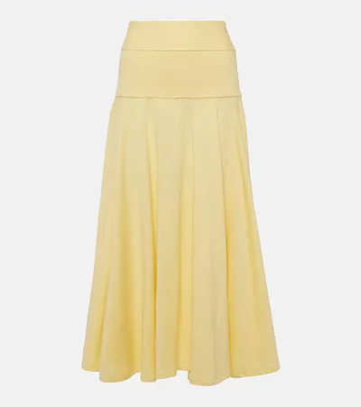 Plan C Pleated Knit Midi Skirt In Yellow