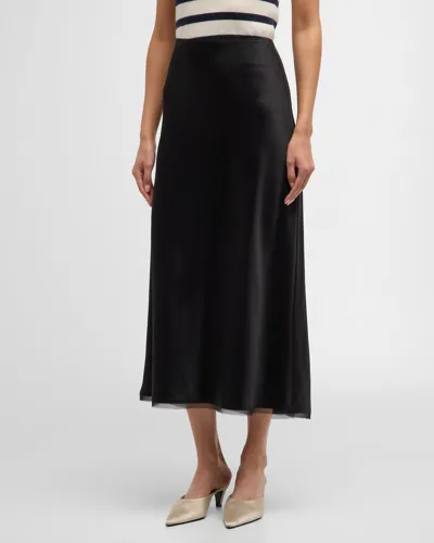 La Ligne Satin Bias-cut Slip Skirt In Black