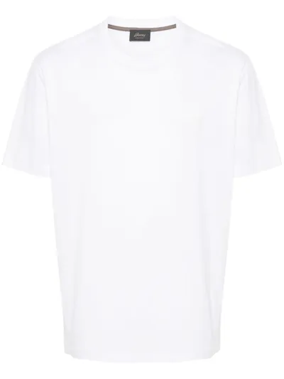 Brioni White Embroidered T-shirt