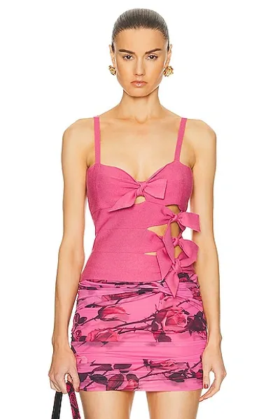 Blumarine Knit Tie Camisole Top In Red Bud