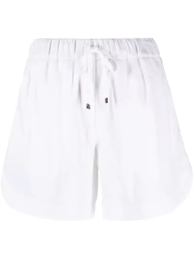 Lorena Antoniazzi Side-stripes Drawstring Linen Shorts In White